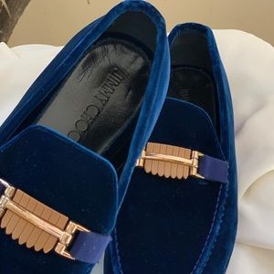 Jimmy Choo mens blue velvet loafers size 42(9us)